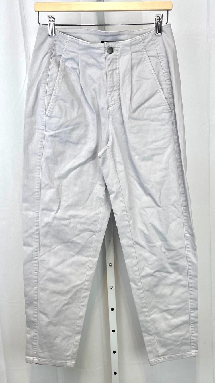 EILEEN FISHER Organic Cotton Denim Tapered Ankle Pants Pleated Gray Size 2